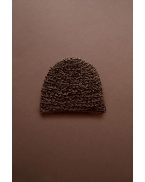 MASSIMO DUTTI Textured Ribbon Beanie - Brown