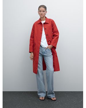 MASSIMO DUTTI 100% Cotton Trench Coat - Red