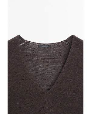 MASSIMO DUTTI Combined Knit Dress With Cotton - Black