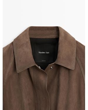MASSIMO DUTTI Suede Leather Belted Jacket - Multicolor