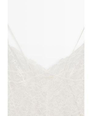 MASSIMO DUTTI Strappy Floral Lace Top - Natural