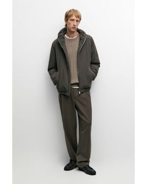 MASSIMO DUTTI Lightweight Hooded Down Jacket - Grey