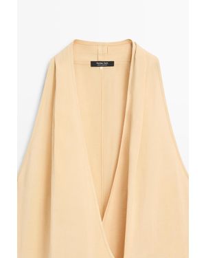 MASSIMO DUTTI Midi Dress With Button Detail - Natural