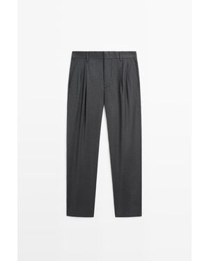 MASSIMO DUTTI 100% Wool Suit Trousers - Grey