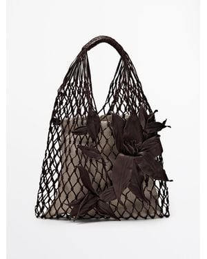MASSIMO DUTTI Nappaleren Nettas Met Bloemen - Zwart