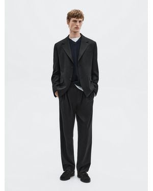 MASSIMO DUTTI Flannel Suit Blazer - Black
