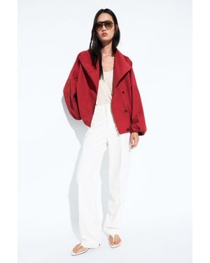 MASSIMO DUTTI Cotton Blend Technical Button-Side Jacket - Red