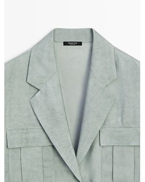 MASSIMO DUTTI Flowing Overshirt With Pocket Details - Grey