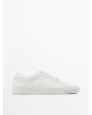 MASSIMO DUTTI Split Suede Trainers - White