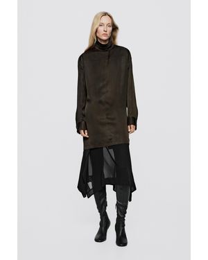 MASSIMO DUTTI Blusa Lunga Fluida Con Finitura Satinato - Nero