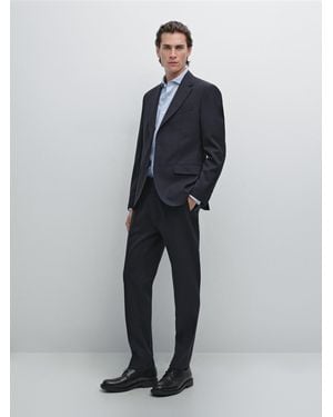MASSIMO DUTTI Wool Blend Suit Blazer - Blue