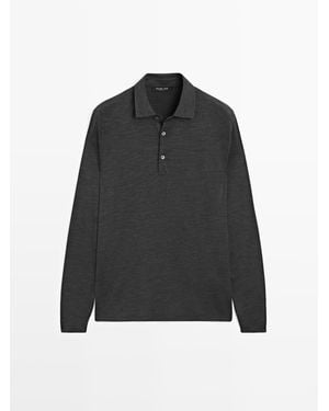 MASSIMO DUTTI Tricot Polotrui Van Wolmix - Zwart