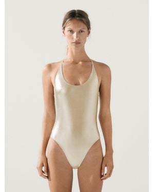 MASSIMO DUTTI Metallic Swimsuit - Natural