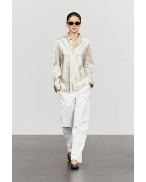 MASSIMO DUTTI Camisa Fluida Satinada - Blanco