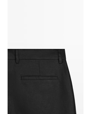 MASSIMO DUTTI Bermuda Pinzas Lino - Negro