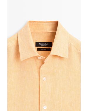 MASSIMO DUTTI 100% Linen Regular Fit Shirt - Natural