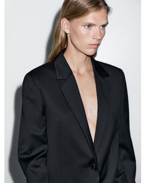 MASSIMO DUTTI 100% Extra Fine Two-Button Blazer - Black