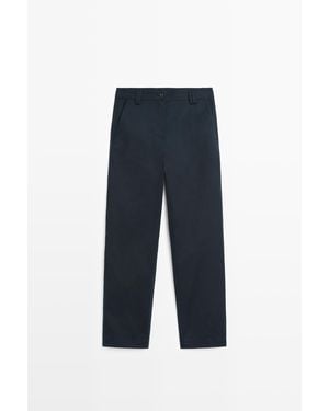 MASSIMO DUTTI Stretchbroek Met Klokkende Pijpen Van Katoenmix - Blauw