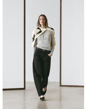 MASSIMO DUTTI Mid-Rise Balloon Fit Jeans - White