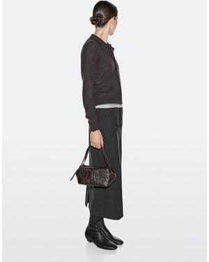 MASSIMO DUTTI Mini-Umhängetasche Aus Strukturiertem Leder - Weiß