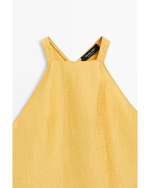 MASSIMO DUTTI Linen Blend Halter Top - Yellow