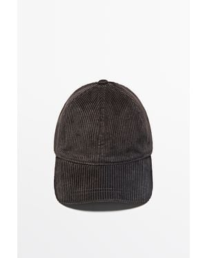 MASSIMO DUTTI Corduroy Cap - Black