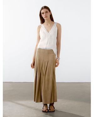 MASSIMO DUTTI Fließendes Doppellagiges Top - Natur