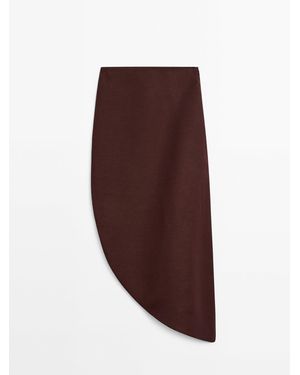 MASSIMO DUTTI Halflange Rok Met Asymmetrische Zoom - Paars