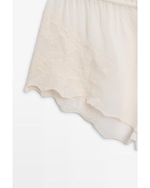 MASSIMO DUTTI Flowing Shorts With Embroidered Detail - Natural
