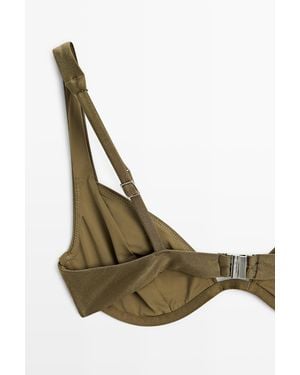 MASSIMO DUTTI Shimmery Gathered Underwire Bikini Top - Metallic