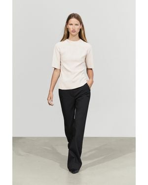 MASSIMO DUTTI Fließendes Top Mit Ellbogen-Ärmeln - Weiß