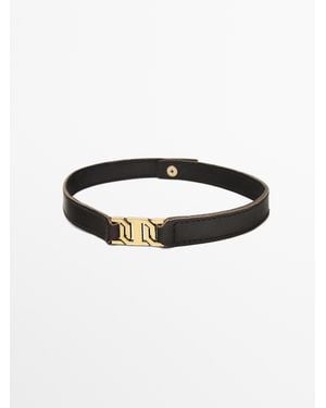 MASSIMO DUTTI Leather Riding Boots - Black
