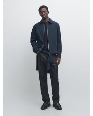 MASSIMO DUTTI Short Jacket With Pocket Details - Blue
