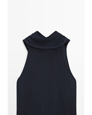 MASSIMO DUTTI Flowing Halter Top With Tie - Blue