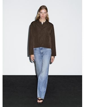 MASSIMO DUTTI Kurze Steppjacke Mit Bezogenen Knöpfen - Weiß