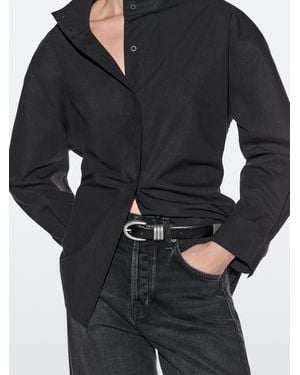 MASSIMO DUTTI Nappa Leather Belt With Metal Detail - Black