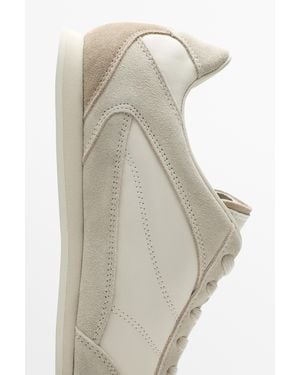 MASSIMO DUTTI Contrast Leather Trainers - Natural