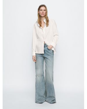 MASSIMO DUTTI Jeans-Schlaghose Aus Baumwolle Mit Hohem Bund - Weiß