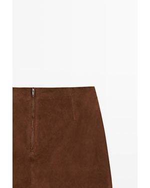 MASSIMO DUTTI Suede Leather Mini Skirt - Brown
