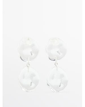 MASSIMO DUTTI Glass Piece Earrings - White