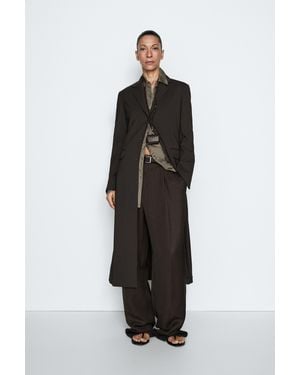 MASSIMO DUTTI Long Lightweight Coat - Black