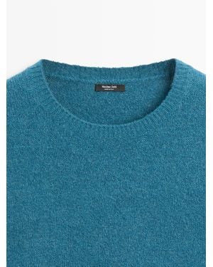 MASSIMO DUTTI Jersey Punto Manga Corta Con Alpaca - Azul