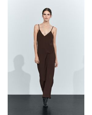 MASSIMO DUTTI Flowing Strap Midi Dress - Brown