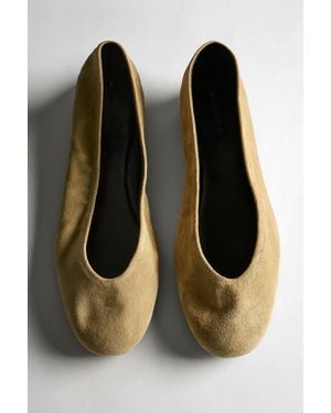 MASSIMO DUTTI Split Leather Ballet Flats - Black
