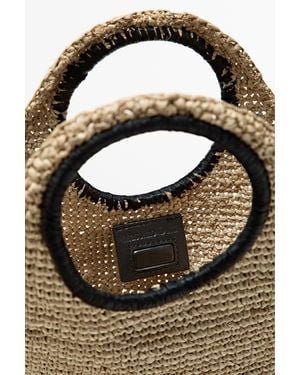 MASSIMO DUTTI 100% Raffia Mini Crescent Bag - Black