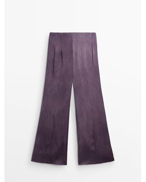 MASSIMO DUTTI Soepelvallende Flared Satijnen Broek - Paars