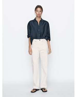 MASSIMO DUTTI Cotton Blend High-Waist Straight-Leg Jeans - Blue