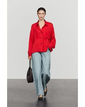 MASSIMO DUTTI Fließendes Oversize-Hemd Mit Aufgesetzter Tasche - Rot