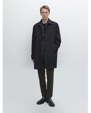 MASSIMO DUTTI Lightweight Trench Coat With Hidden Buttons - Grey