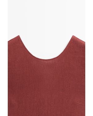 MASSIMO DUTTI Vestido Midi 100% Lino - Rojo